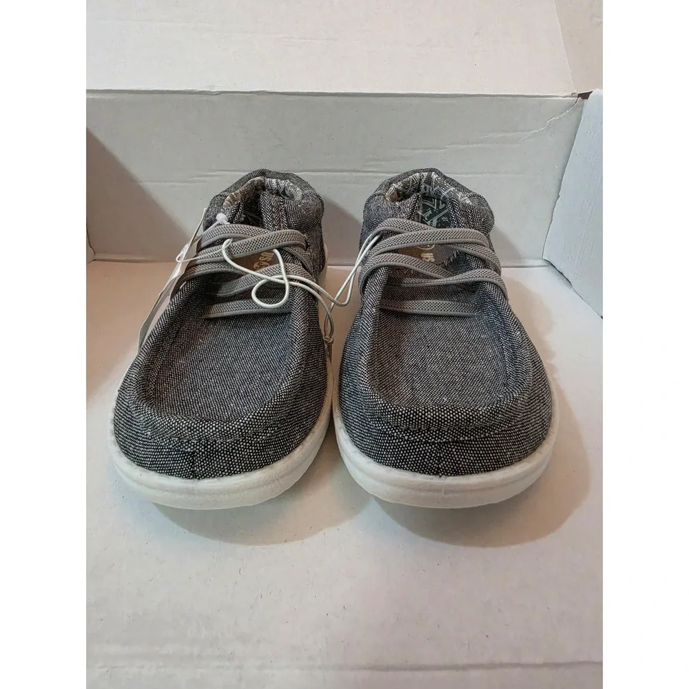 US Sports Youth Boys Slip On Canvas Loafers Charcoal Grey Kids Size 11 NWT